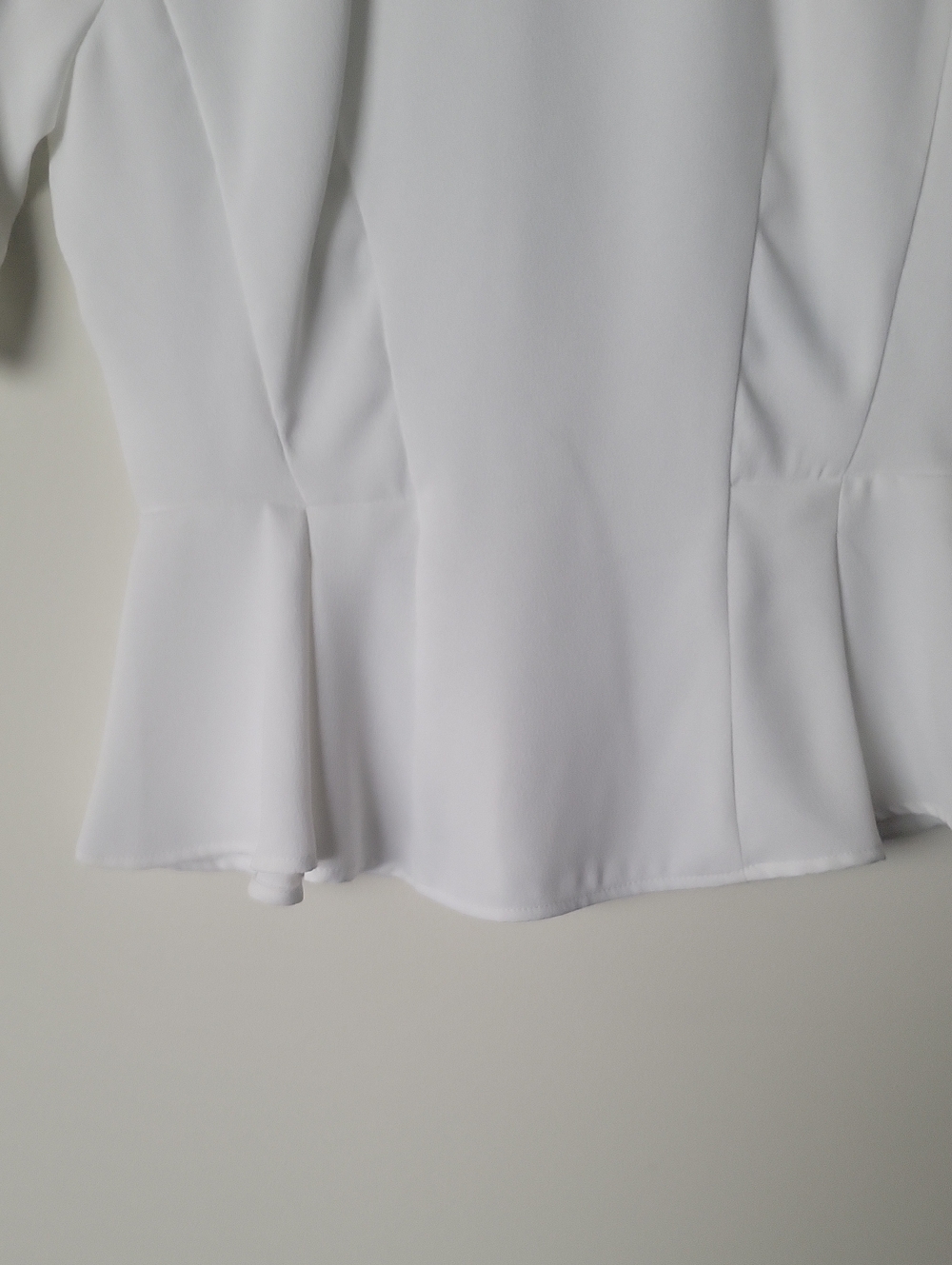 H&M White High Neck Modest Workwear Quiet Luxury Peplum Blouse Top Minimalist S - Picture 4 of 9